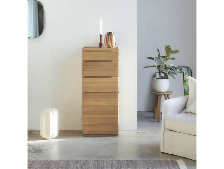 Hochkommode aus massivem Teakholz Nino - Natur - Teak