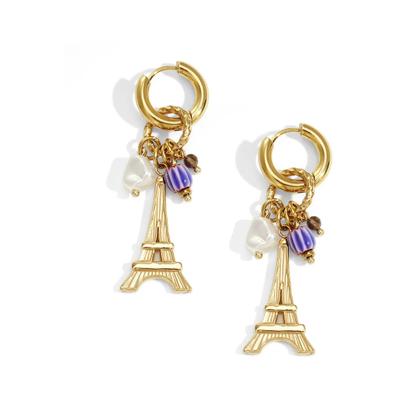 Paar Ohrhänger ADELIA´S "LIVAYA", Damen, Gr. Damen, goldfarben, Ohrringe, Modisch gestalteter Modeschmuck mit Eiffelturm-Anhänger