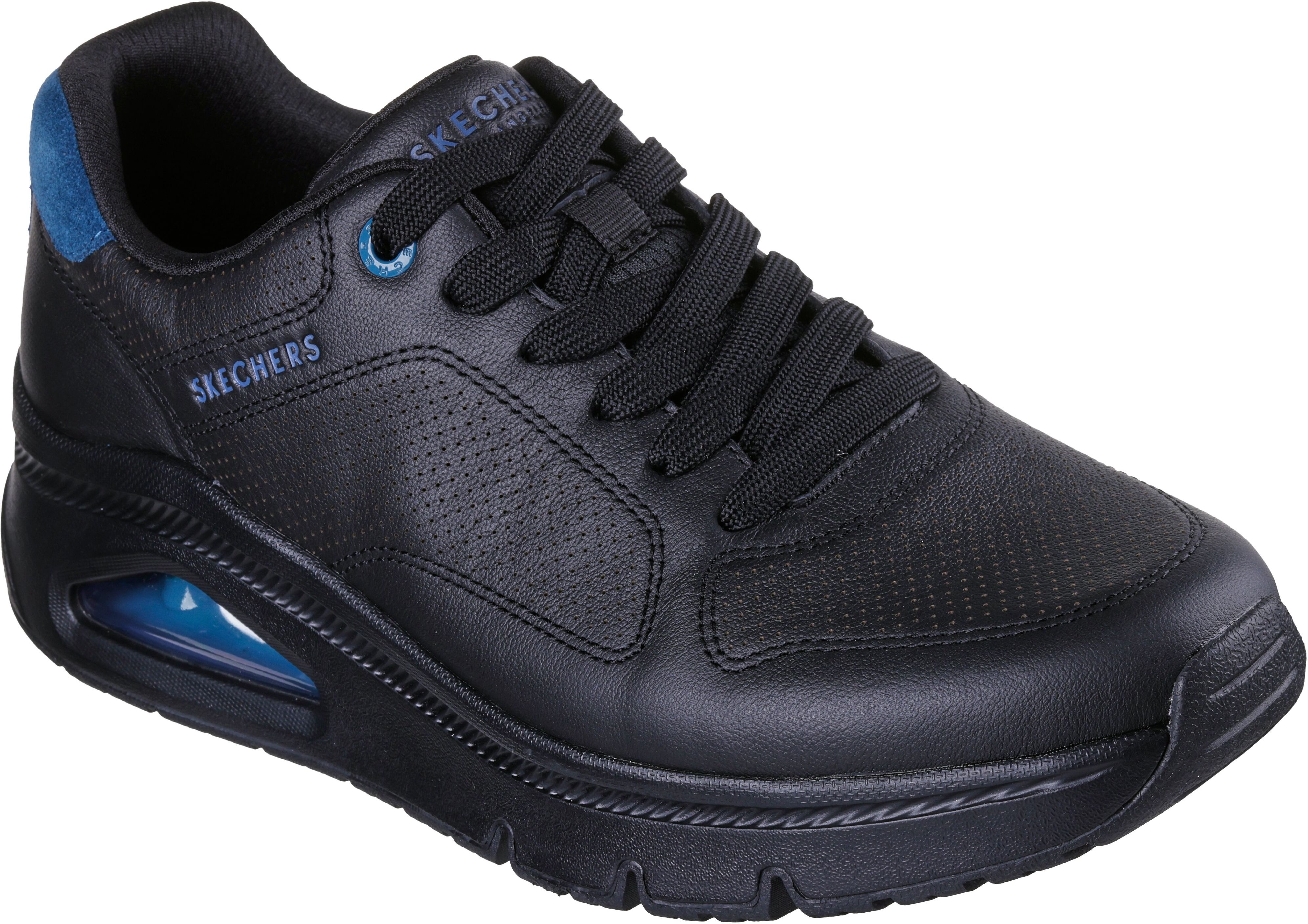Sneaker SKECHERS "UNO ICON", Herren, Gr. 42, Textil, schwarz, Leder, unifarben, Schuhe Sneaker, Keilsneaker, Sneaker mit Luftkissen