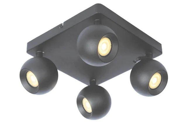 Lucide FAVORI Plafondspot - 4x GU10 - Zwart