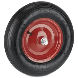 Relaxdays Schubkarrenrad Luft 4.80 4.00-8 + Achse Rot,Schwarz,Silber