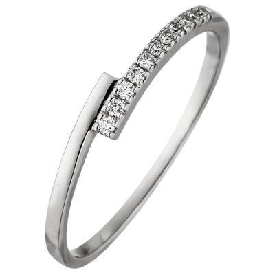 Diamantring JOBO "Ring Weißgoldring schmal zart" Gr. 60, silber (weißgold 585), Fingerringe, Damen, 60, SI = kleine Einschlüsse, Diamanten Weißgold 585, Diamanten, Weißgold 585, Diamantring, 585 Weißgold mit 11 Diamanten