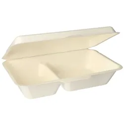 Papstar 500 Menüboxen aus Zuckerrohr 2-geteilt 24 x 15,5 cm weiss Togo Take Away