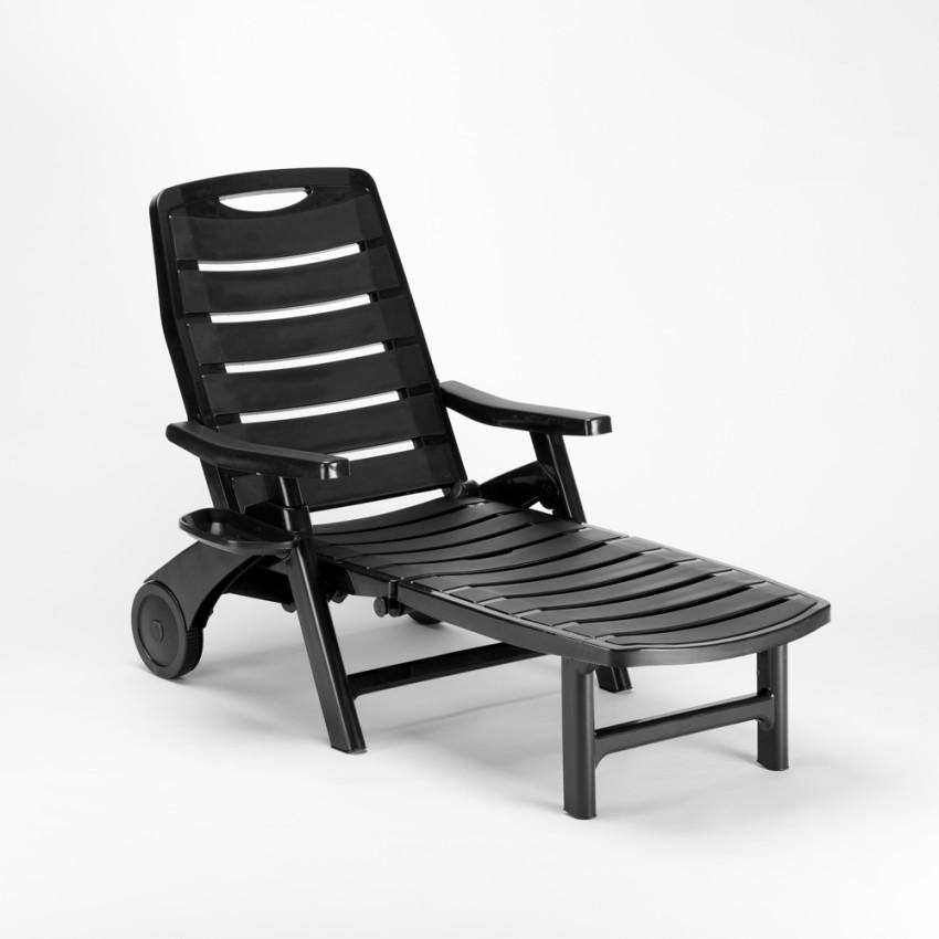 15-er Premiere Stock Sonnenliegen klappbar aus Kunststoff für Pool und Strand - Anthrazit