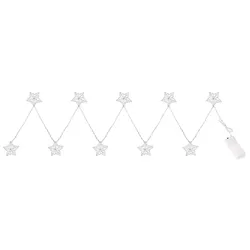 Lichterkette Weihnachtsdeko Sternen-Design Leuchtkette Sternenlampe, Metall silber, Batterie 10x LED 3000K warmweiß, L 165 cm