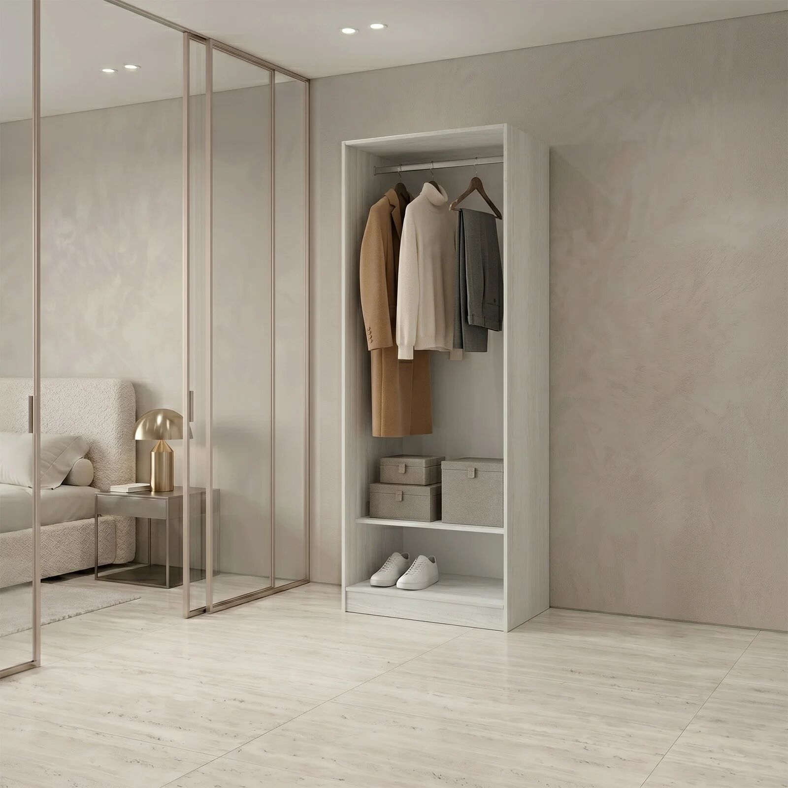 garneroarredamenti Cabina armadio 80x201h cm con appendiabiti bianco frassinato Dulcinea