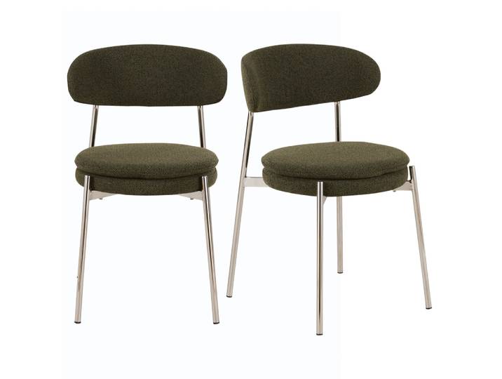 2er Set Esszimmerstühle aus Stahl, kakifarben