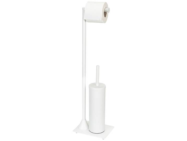 WC-Garnitur WENKO Modell Hella , weiß, B:15cm H:69cm L:20cm, Metall, Reinigungsbürsten, WC-Garnitur, Standgarnitur aus Stahl, Toilettenpapierhalter und WC-Bürstenhalter