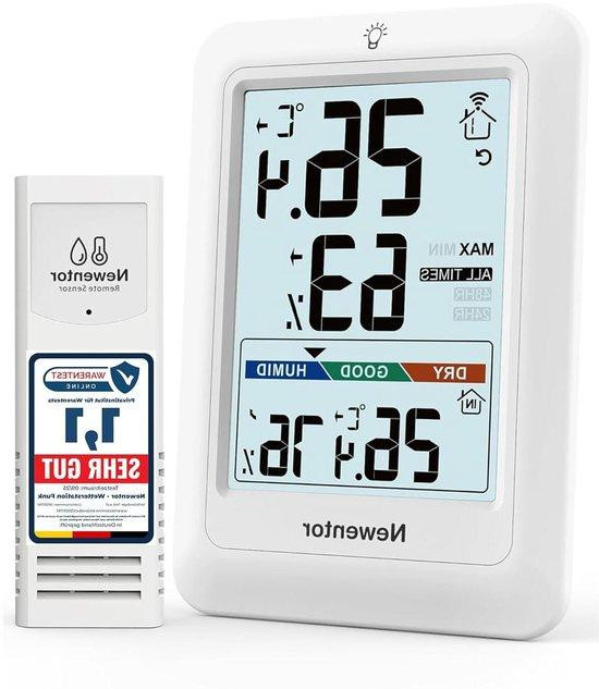 Newentor Draadloos Weerstation met Buitensensor en Hygrometer - Wit