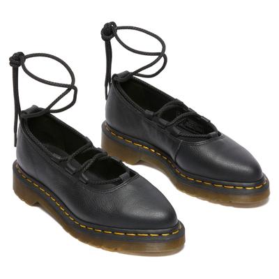 Loafer DR. MARTENS "Elphie", Damen, Gr. 37, schwarz, Leder, Schuhe Loafer, Blockabsatz, Ballerina, Plateauschuh mit extravaganter Schnürung