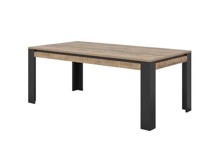 Lomadox Esszimmertisch Tisch 195 cm breit in Eiche mit Mattschwarzen Füßen Industrial Stil 4-6 Personen Esszimmer