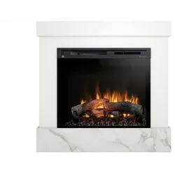 OutInFire DIRO – Freistehender elektrischer LED-Kamin, Weißer Marmor/Kristall, 28'