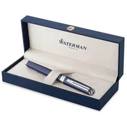 Waterman, Schreibstifte, Füllfederhalter Blau Lack Palladium Zierleiste Goldfeder (1x)