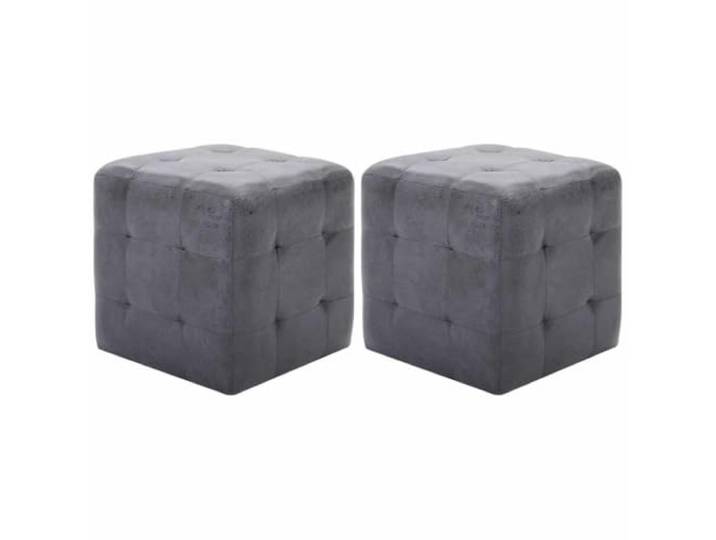 fsahslih 2er Set Nachttische 30x30x30 cm Grau Polsterhocker Vielseitiges 2er-Set im Retro-Design für Schlafzimmer und Wohnzimmer. Stabiles Holzgestell mit Knopfheftung.