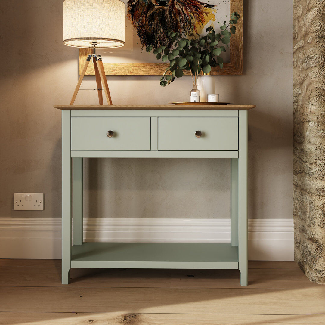 Lark Manor Casiano 85cm Solid Wood 2 Drawer Console Table Green
