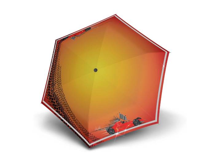 Taschenregenschirm Rookie manuel reflektierend , orange (rot, orange), Regenschirme, Taschenregenschirm