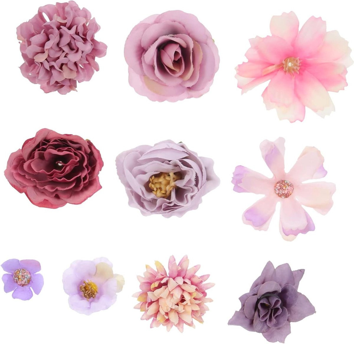 Set van 20 paarse kunstbloemen voor feestelijke decoratie