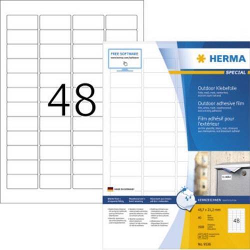 Herma 9536 Folien-Etiketten 45.7 x 21.2mm Folie, matt Weiß 1920 St. Extra stark haftend Laserdrucker, Farblaserdrucker, Kopierer