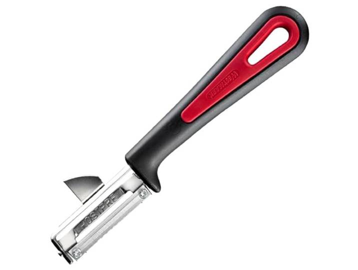 Westmark Universele dunschiller/aardappelschilmesje met uitsteker, Gallant, met vastgeschroefd roestvrijstalen mesje, zwart/rood, 290922E1
