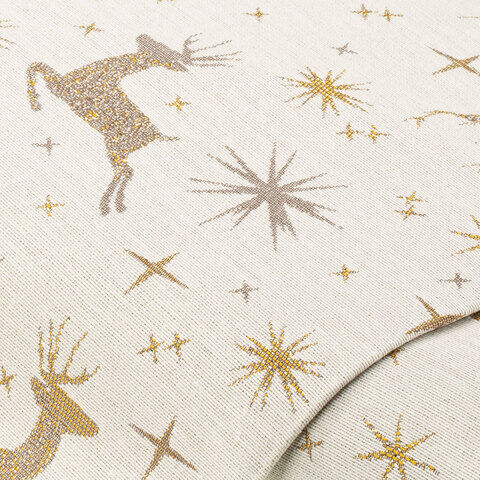 Jacquard "Weihnachtliche Hirsche", natur/gold