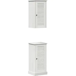 vidaXL Badezimmermöbel Set mit Regal 2 pcs Antik Weiß 37 x 34 x 80 cm