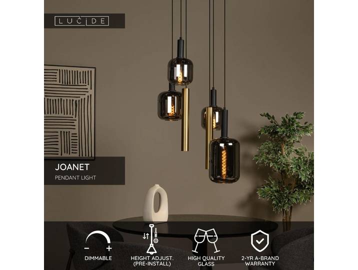 Suspension LOFT JOANET 45494/16/96\, verre moléculaire\, noire et dorée