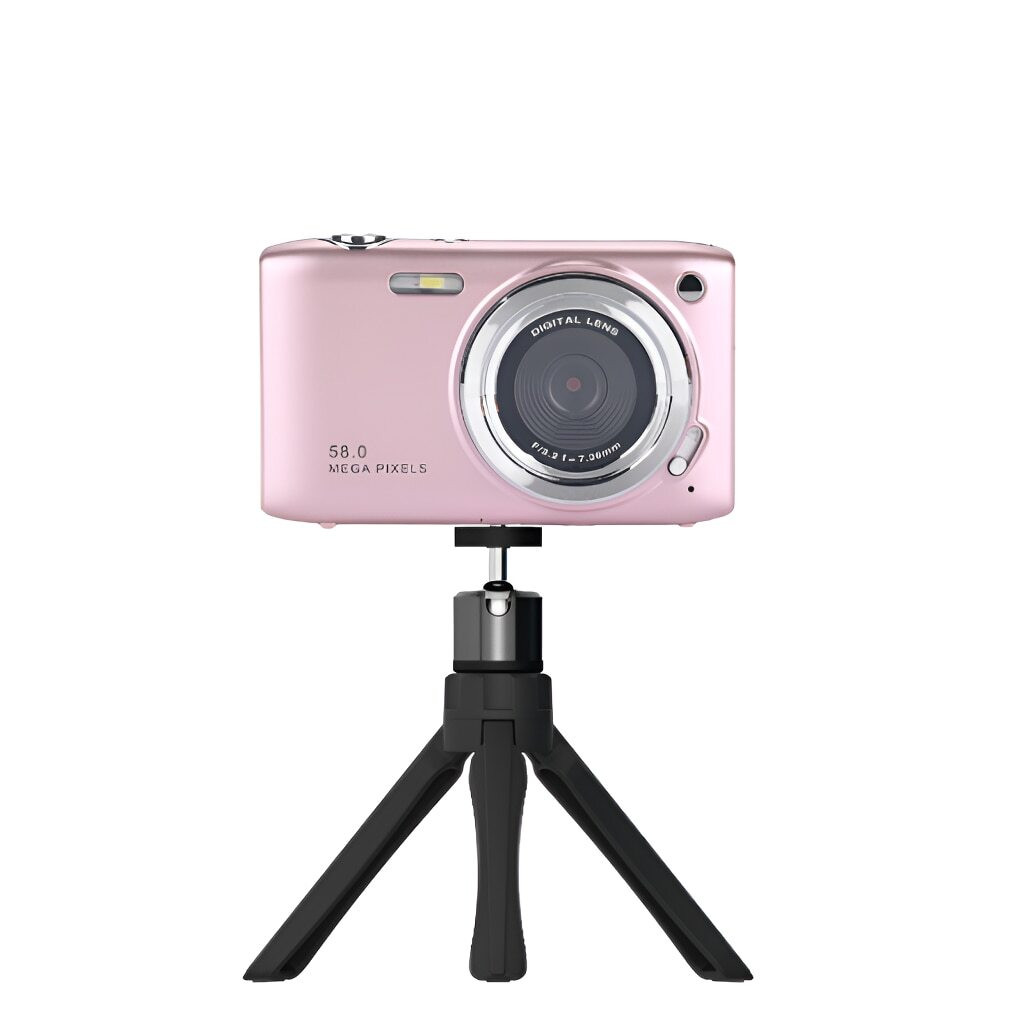 Zelurxx HD digitale camera 58 megapixel met autofocus, 16x digitale zoom en statief, roze
