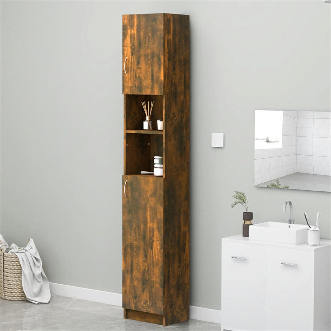 Latitude Run Campbellton vidaXL Bathroom Cabinet 32x25.5x190 cm Engineered Wood Oak 190cm H X 32cm W X 25.5cm D