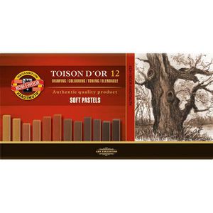 Koh-I-Noor Pastellkreide Toison D or Soft Pastels, Brauntöne, 75 mm lang, 12 Stück