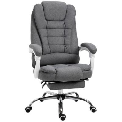 OKWISH Bürostuhl 65x70x118 cm ergonomisch höhenverstellbar neigbar mit klappbarer Fußstütze drehbar auf Rollen Metallgestell Grau