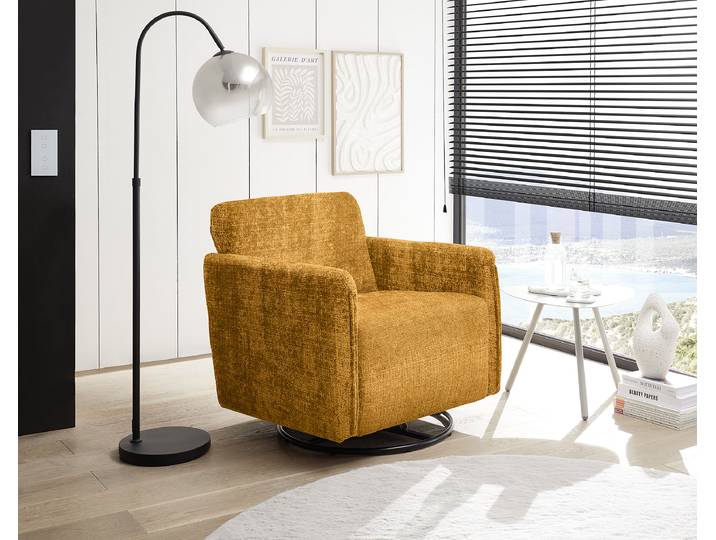 Fauteuil pivotant Jaune Tissu chenille Cristy 76 x 78 x 81cm