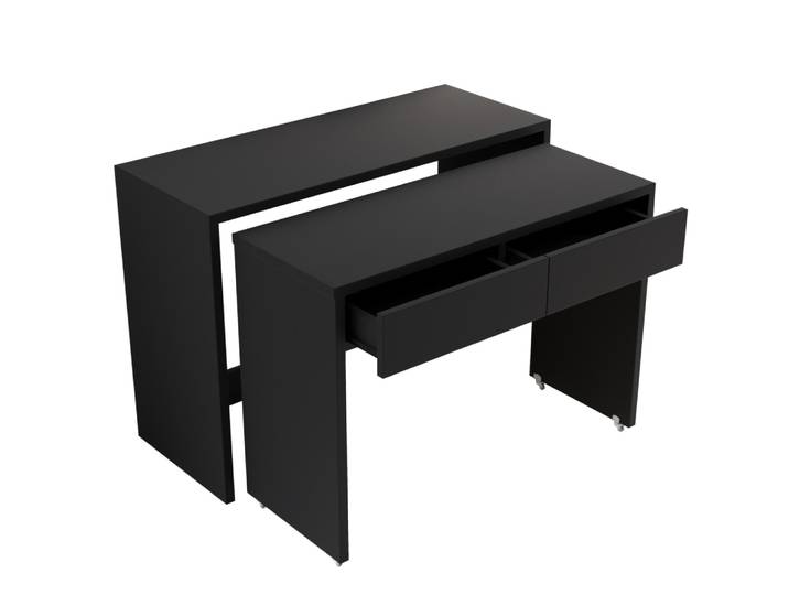 Bureau pliant 2 en 1 à roulettes, 110x40x78 cm, noir