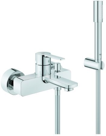 Grohe Lineare Wannenarmatur 33850001 chrom, mit Brausegarnitur, Wandmontage