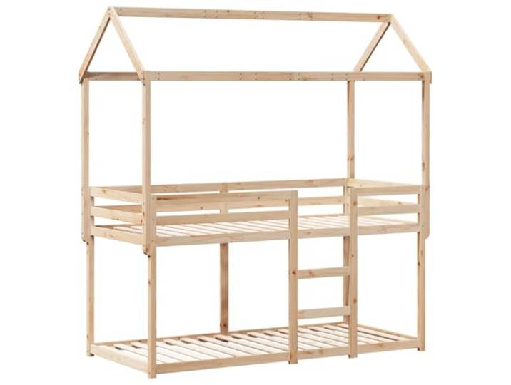 KTHLBRH Etagenbett, 90 x 190 cm, Kiefernholz Mit Dach, Schutzseiten, Latten im Lieferumfang enthalten, für Kinderzimmer
