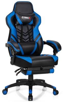 Costway Adjustable Gaming Chair with Footrest for Home Office-Blue