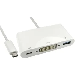 Cables Direct CDL 15CM USB TYPE C-DVI&USB&PD (0.15 m), Videokabel