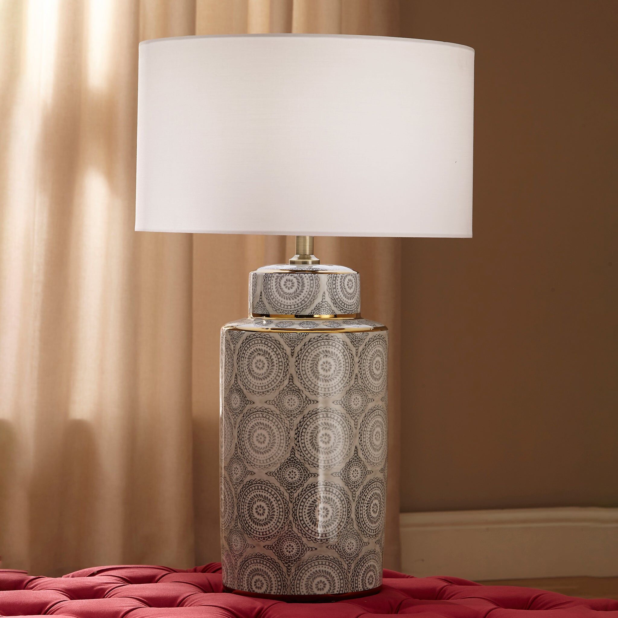 Pacific Lifestyle - Kari Circle Pattern Ceramic Table Lamp