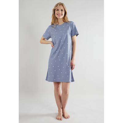 Nachthemd TOM TAILOR, Damen, Gr. 42, N-Gr, blau (blau, mittel, punkte), Single Jersey, Obermaterial: 100% Baumwolle, Kleider Nachthemd, Single Jersey Qualität