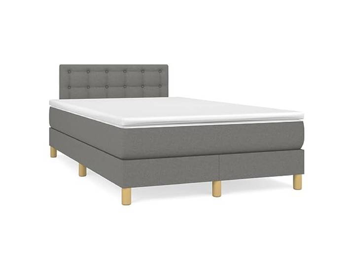 PUGYNBK Boxspringbett mit Matratze, Dunkelgrau, 120 x 200 cm Verstellbares Kopfteil, Taschenfederkerne, mittlere Festigkeit, atmungsaktives Gewebe