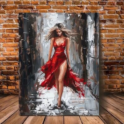 Uplift Picks Elegant Woman Canvas Wall Art Framed Painting Modern Office And Home Decor 40x80 Cm