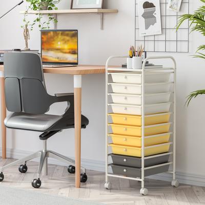 Lirago 10 Drawer Rolling Storage Cart Organizer with 4 Universal Casters