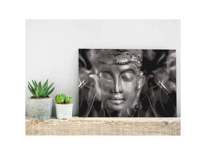 Malen nach Zahlen - Buddha Blackwhite Leinen Multicolor 40 x 50cm