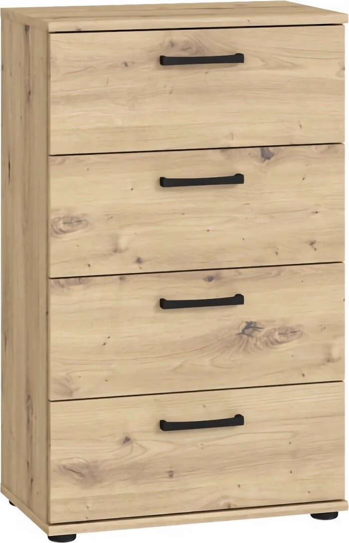 Ladekast NIKO CPLK14N van Aritsan in eikenhout met 4 lades, B/D/H: 50 x 29 x 82 cm