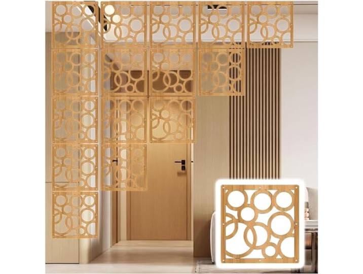 SCMYZLYD Hängende Raumteiler, Hanging Hollow Room Divider Panel Natural 29x29cm 1 to 100 Pieces