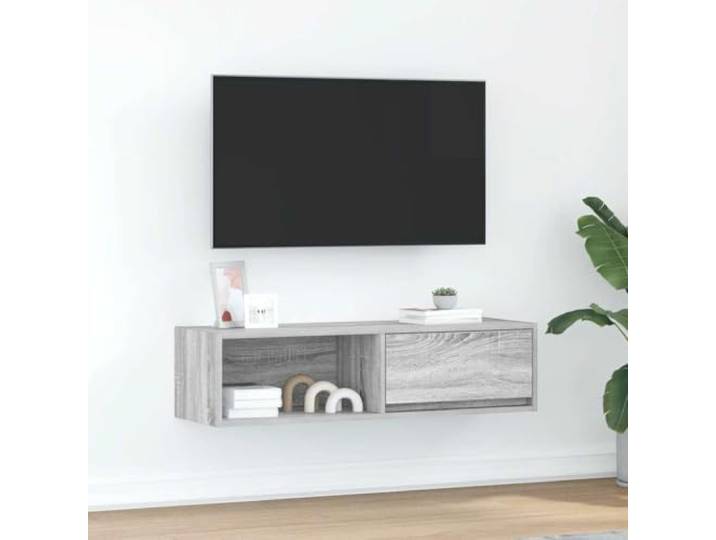 HEFZGDB TV-Schrank Grau Sonoma 100x31x25,5 cm Holzwerkstoff mit reichlich Stauraum für Medien und Elektronik, stabile Oberplatte, platzsparendes Design, pflegeleicht und langlebig.