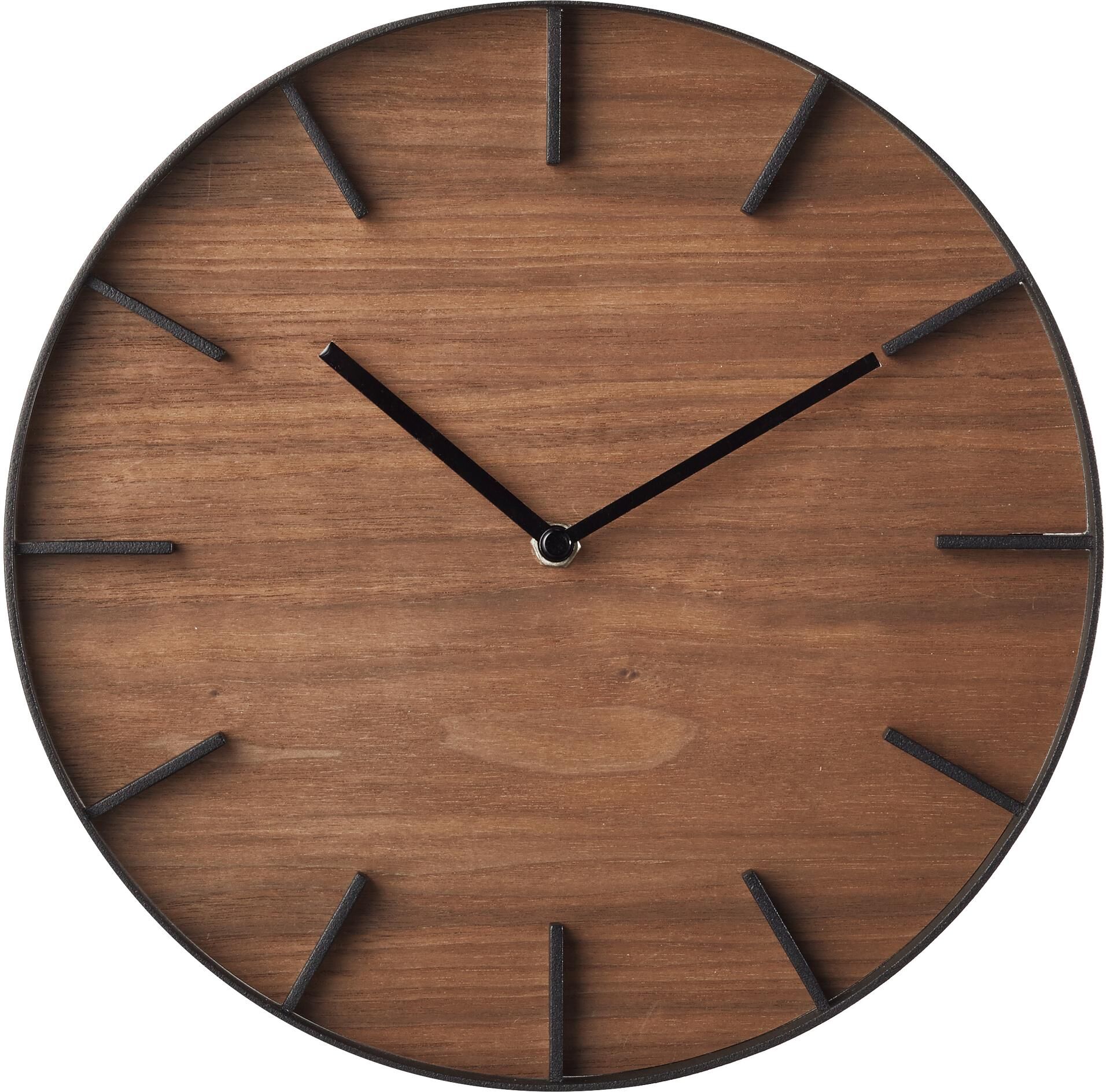 Wanduhr YAMAZAKI "Wanduhr RIN schwarz", braun, Wanduhren, Ø 26,5cm, Wanduhr, Holzart: Esche (China) braun Ø 26,5cm