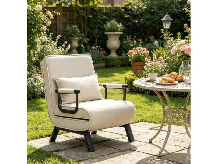 WOVREO Fauteuil convertible 3-en-1 canapé chaise longue et lit 1 place dossier réglable beige