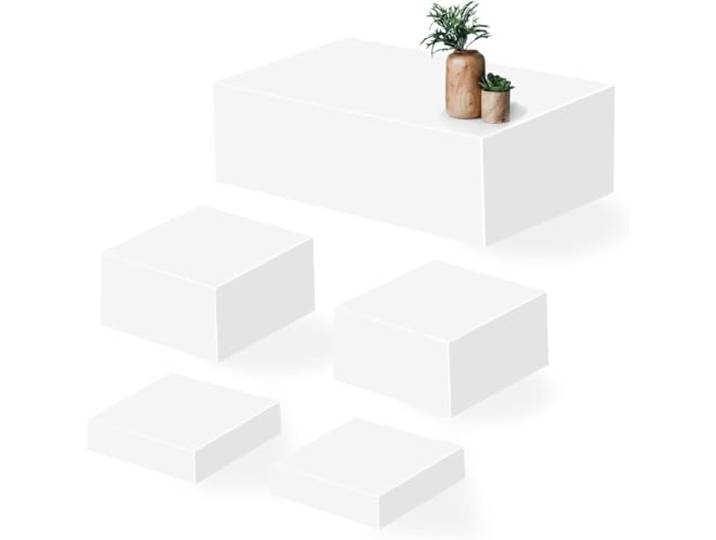 NBTORCH Große Buffet-Erhöhungen, 40,6 x 20,3 x 12,7 cm, weißes Acryl, Lebensmittelerhöhungen für Party, Desserttisch und Catering, stapelbare Display-Erhöhungen, 5 Stück