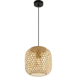 Bambus Decken Hänge Leuchte Wohn Zimmer Filament Geflecht Pendel Lampe im Set inkl. LED Leuchtmittel