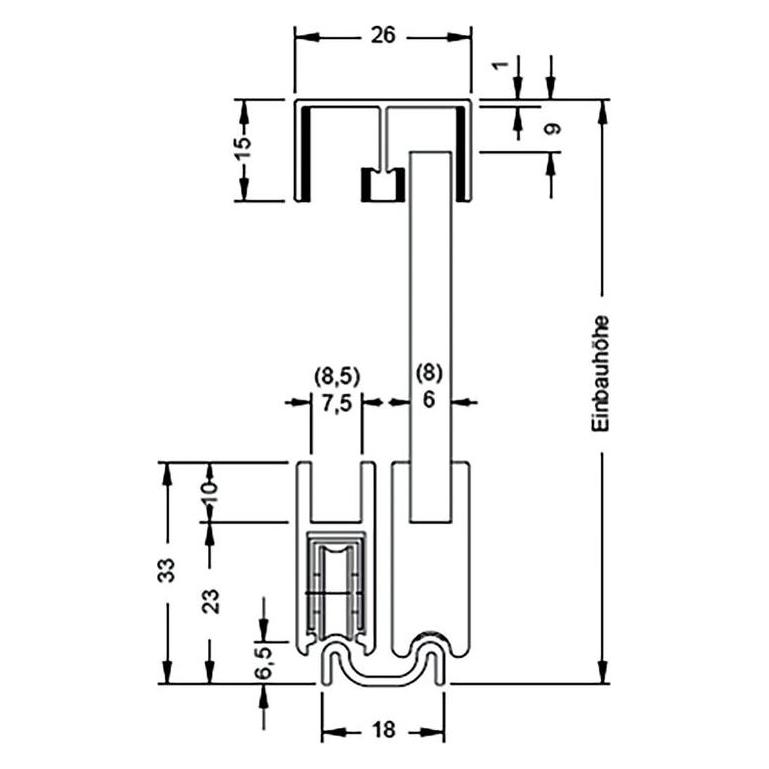 Vitris Doppel-Laufschiene SUPRA, unten (605 090.5000.110)